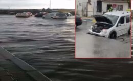 İzmir’i sağanak yağış vurdu! Yol çöktü, seyir halindeki araç göçüğe düştü