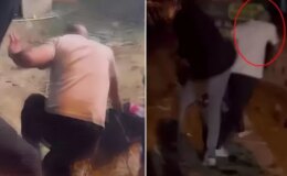 Kadını darp eden şahsa çevredeki vatandaşlardan meydan dayağı