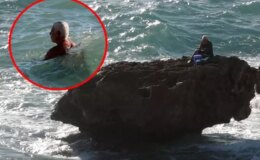 Kayalıkta mahsur kaldı, ekipleri beklemekten sıkılınca kendi kendini kurtardı