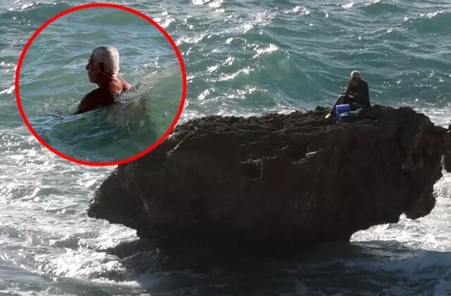 Kayalıkta mahsur kaldı, ekipleri beklemekten sıkılınca kendi kendini kurtardı