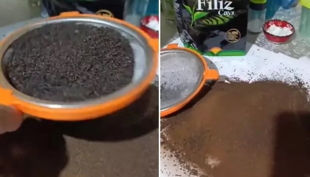 Marketten aldığı çayı eleyen vatandaş isyan etti: Bize çamur çiriyorlar