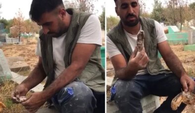 Mezarlıkta kan donduran manzara! Bulur bulmaz yaktı