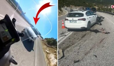 Motosiklet sürücüsünün öldüğü kaza, kask kamerasında