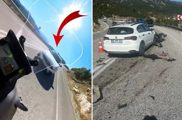 Motosiklet sürücüsünün öldüğü kaza, kask kamerasında