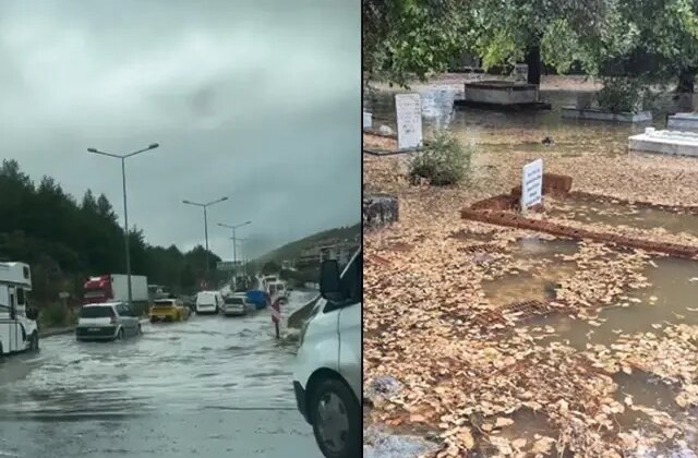 Muğla’da sağanak ve fırtına etkili oluyor! Yollar, evler mezarlar sular altında