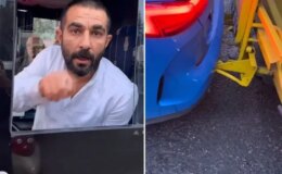 Otomobile arkadan çarpan otobüs şoföründen pes dedirten hareket