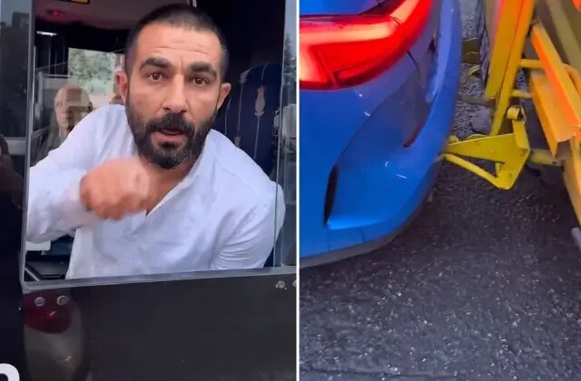 Otomobile arkadan çarpan otobüs şoföründen pes dedirten hareket