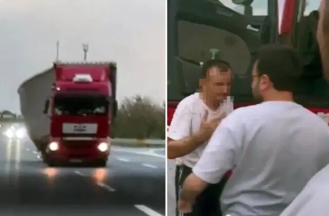 Otoyolda zikzak çizen tır, yüklerini yola savurdu