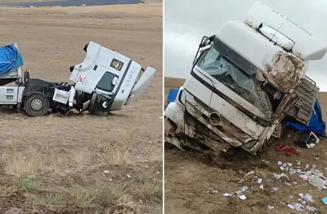 Tırla şarampole yuvarlandı, burnu bile kanamadan kurtuldu