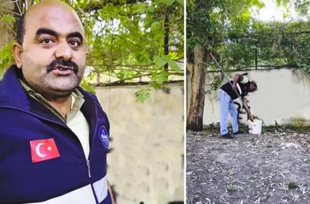 Sevdasını duvara yazan vatandaşa, belediye personelinden tebessüm ettiren mesaj