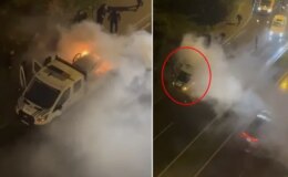 Kartal’da seyyar satıcı zabıta aracını ateşe verdi