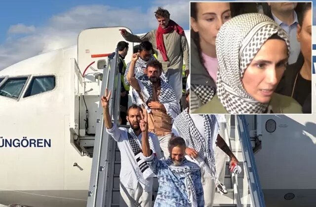 Sümeyye Erdoğan Bayraktar, İsrail’in saldırısına uğrayan aktivistleri karşıladı