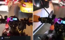 Sürücüden özür dilemek için geri dönen motosikletli, daha beterini yaptı