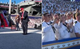 Trump dans figürleriyle binlerce askeri coşturdu