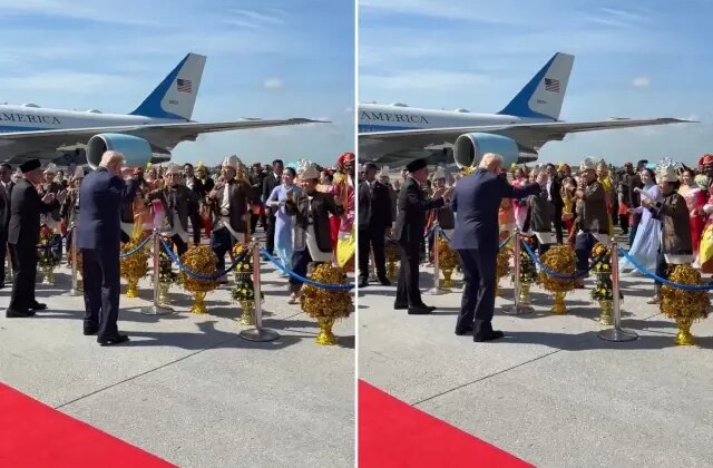 Trump, Malezya'da uçaktan iner inmez dansa başladı 1 Trump, Malezya’da uçaktan iner inmez dansa başladı