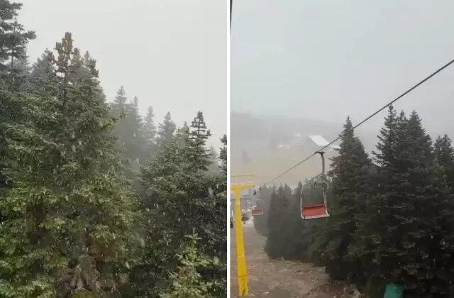 Uludağ’da beklenen yağış geldi! İlk kar taneleri düştü