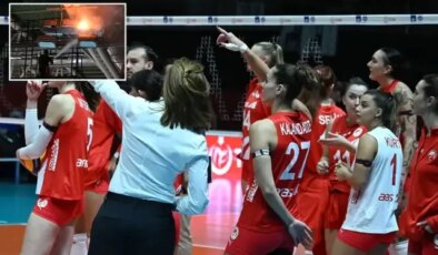 Voleybol maçında çıkan yangın panik oluşturdu