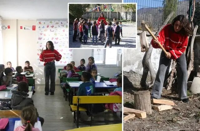 25 yaşındaki Derya öğretmen, okulunun hem müdürü hem öğretmeni hem de hizmetlisi