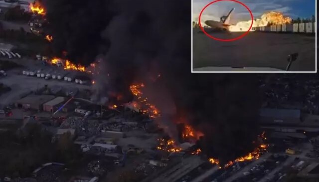 ABD’yi ayağa kaldıran kaza kamerada! Kargo uçağı bomba gibi patladı