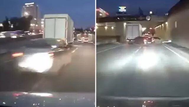 Makas atan sürücü başka araca çarptı