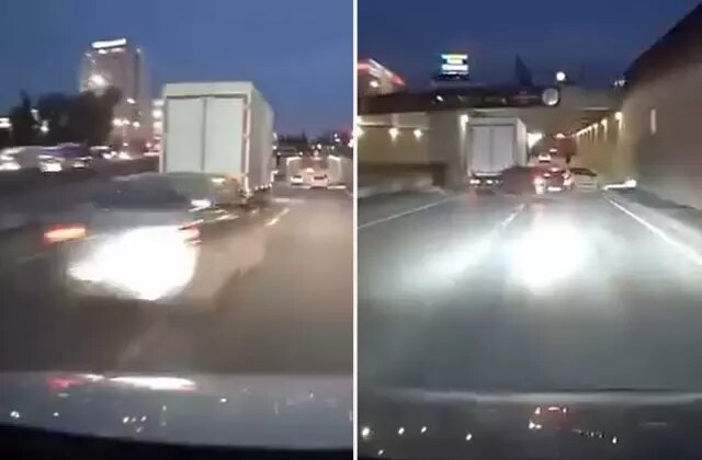 Makas atan sürücü başka araca çarptı