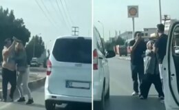Sürücülerin trafikteki kavgası kamerada