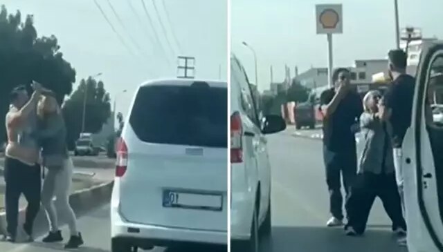 Sürücülerin trafikteki kavgası kamerada