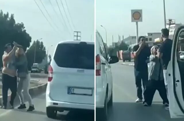 Sürücülerin trafikteki kavgası kamerada