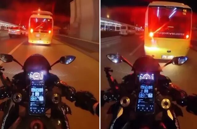 “Allah’ım sana geliyorum” diyen motosikletlinin kaza yaptığı anlar kamerada