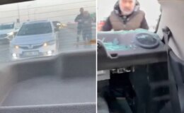 Ankara’da kan donduran anlar: Eline keseri alıp aracı paramparça etti