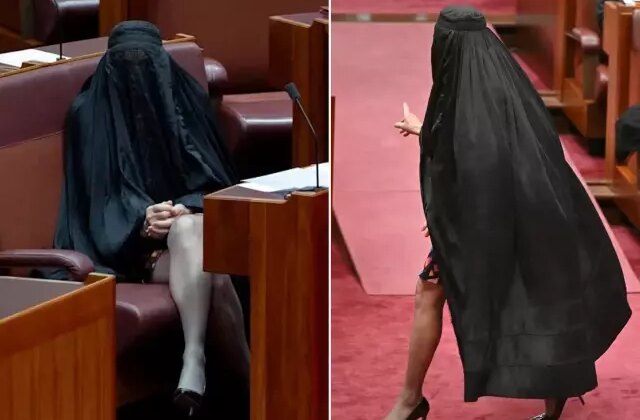Avustralyalı senatörden provokatif eylem! Kara çarşafla Meclis’e geldi
