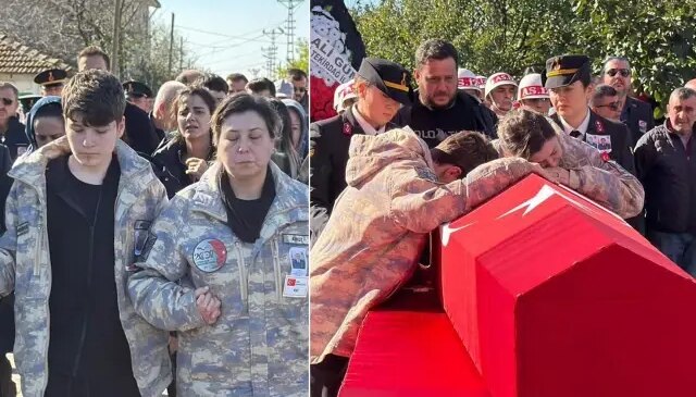 Babaya son veda! Anne ve oğlu, şehidi parkasıyla uğurladı