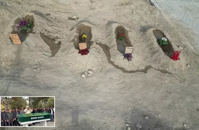 Bu görüntüye yürek dayanmaz! Servet Böcek eşi ve çocuklarının yanına defnedildi