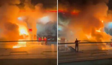 Çekmeköy’de araç benzinliğe daldı, facianın eşiğinden dönüldü