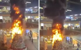 Çin’deki AVM’de noel ağacı alev aldı