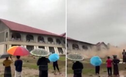 Dehşete düşüren görüntü: Onlarca öğrencinin kaldığı yurt nehre sürüklendi