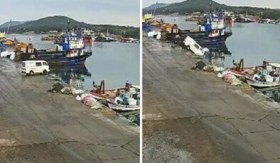 Kamyonet denize böyle uçtu! İşte o anlar