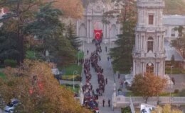 Dolmabahçe’de oluşan yoğunluk havadan görüntülendi