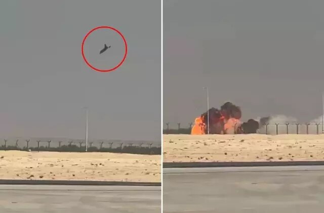 Dubai’de gösteri sırasında savaş uçağı böyle düştü