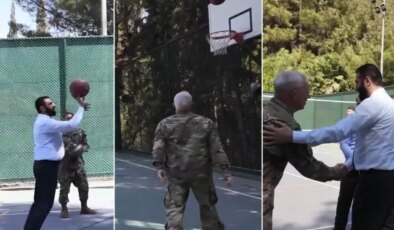 Dünya bu görüntüleri konuşuyor! Şara, ABD’li subaylarla basketbol oynadı