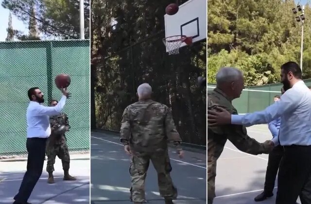 Dünya bu görüntüleri konuşuyor! Şara, ABD’li subaylarla basketbol oynadı