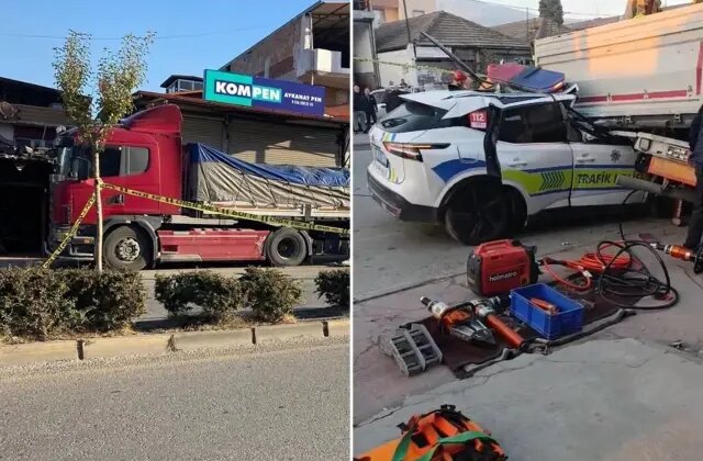 Ekip otosu tıra arkadan çarptı: 1 polis şehit oldu, 1 polis ağır yaralı