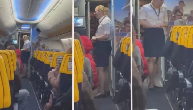 Erkek kabin memuru etek ve topuklu ayakkabı ile çalıştı