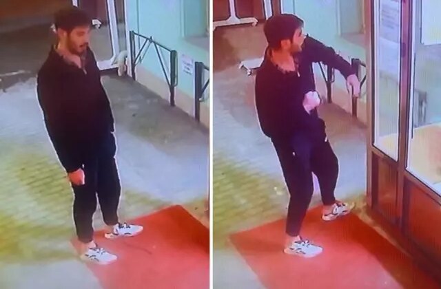 Akılalmaz görüntü! Durup dururken cami kapısına saldırdı