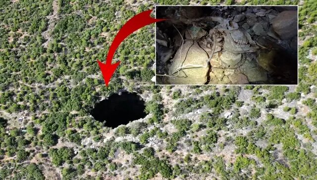 Fenomen “İnersen çıkamazsın” denilen 90 metrelik çukura girdi! Aşağı gördükleri korkunç