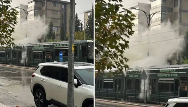 Gaziantep’te tramvaya yıldırım düştü