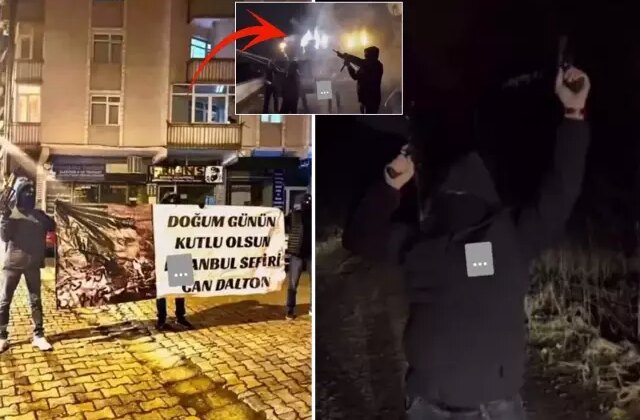 Görüntüler dehşet verici! Türkiye’ye korku salan çete liderinin doğum günü sokakta silahlarla kutlandı