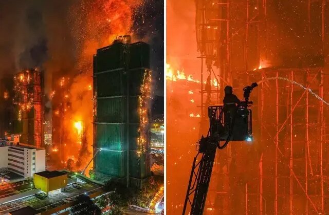 Hong Kong’daki yangın faciasından gelen görüntüler korkunç