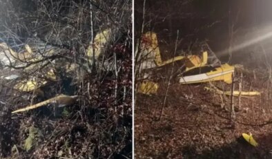 İşte Hırvatistan’da düşen yangın söndürme uçağının enkazından görüntüler