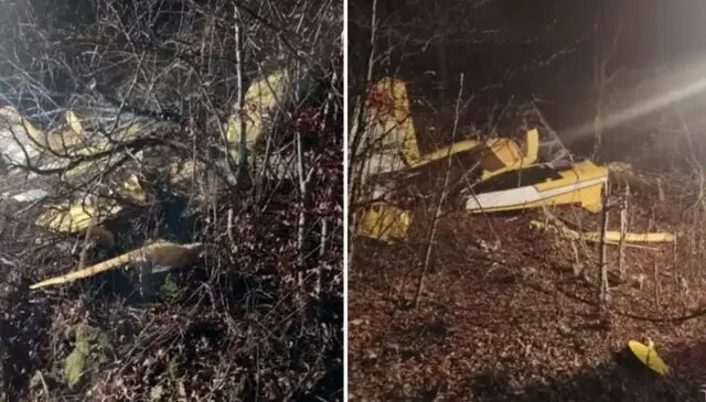 İşte Hırvatistan’da düşen yangın söndürme uçağının enkazından görüntüler